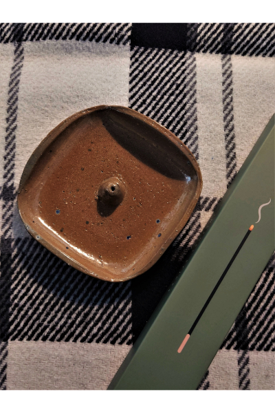 Glazed Square Incense Holder - Mud 